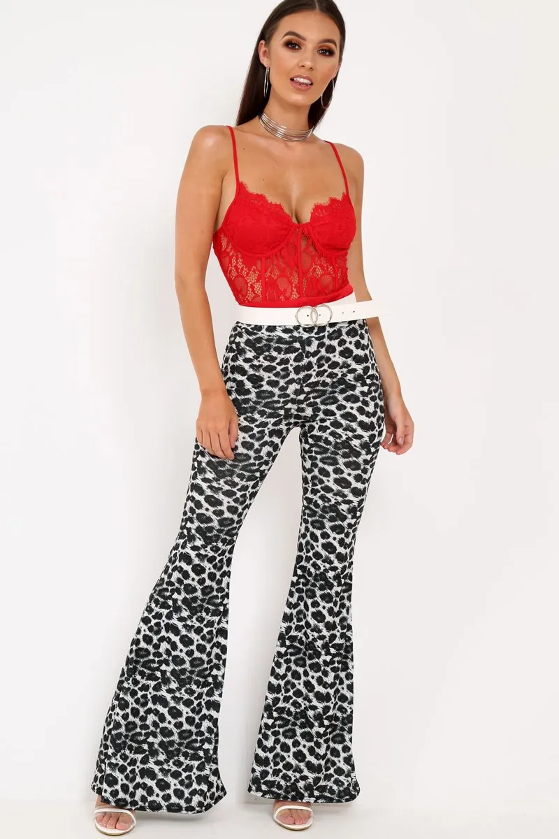 Red Lace Flower Bodysuit - Faylen