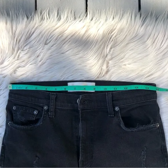 Reformation Ripped Distressed Denim Black Women Shorts, size 28