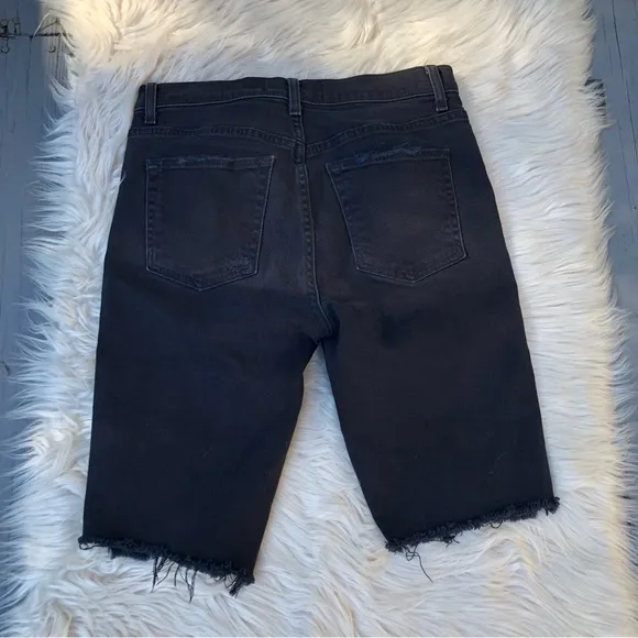 Reformation Ripped Distressed Denim Black Women Shorts, size 28