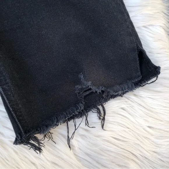 Reformation Ripped Distressed Denim Black Women Shorts, size 28