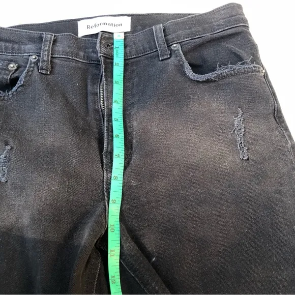 Reformation Ripped Distressed Denim Black Women Shorts, size 28