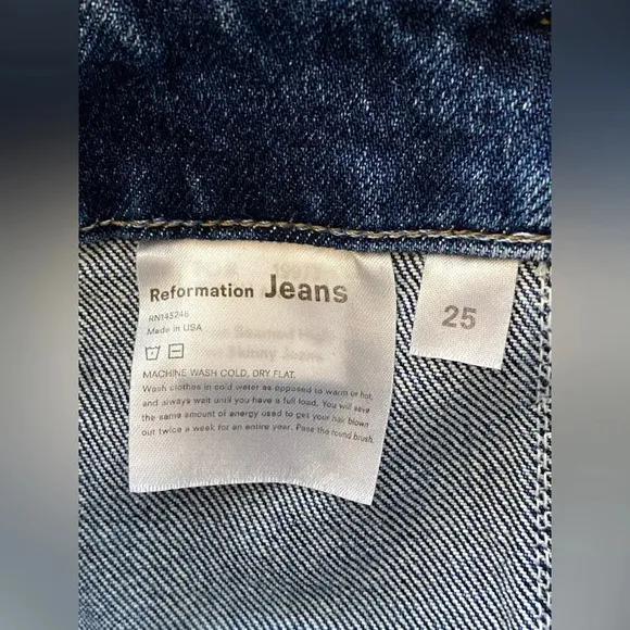 REFORMATION Women's Amie Seamed High Rise Straight Leg Jeans Sz 25