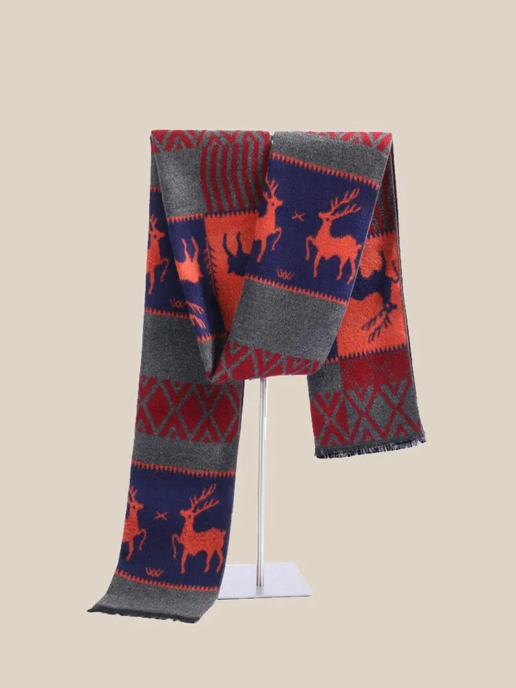 Reindeer Pattern 100% Cotton Scarf