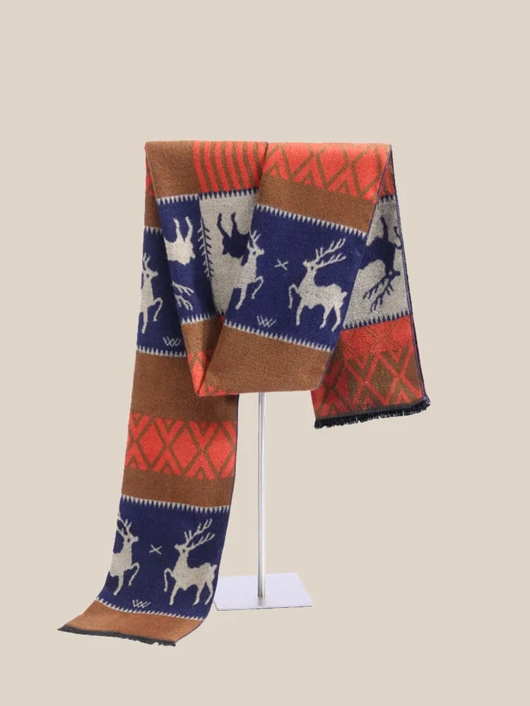 Reindeer Pattern 100% Cotton Scarf