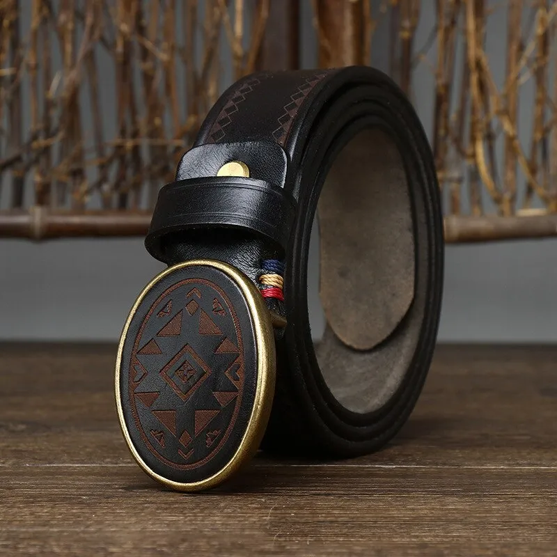 Retro Leather Belt: 3.8cm Width