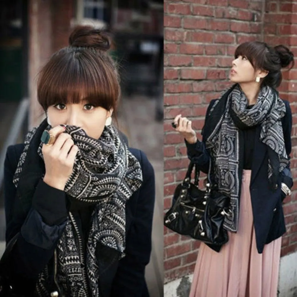 Retro Swirl Print Scarf