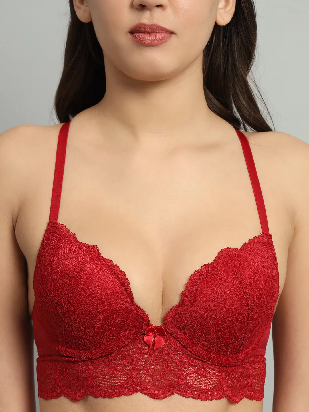 revoue premium sexy lingerie set (racerback laced padded wired full-cup bralette & low waist bikini panty)