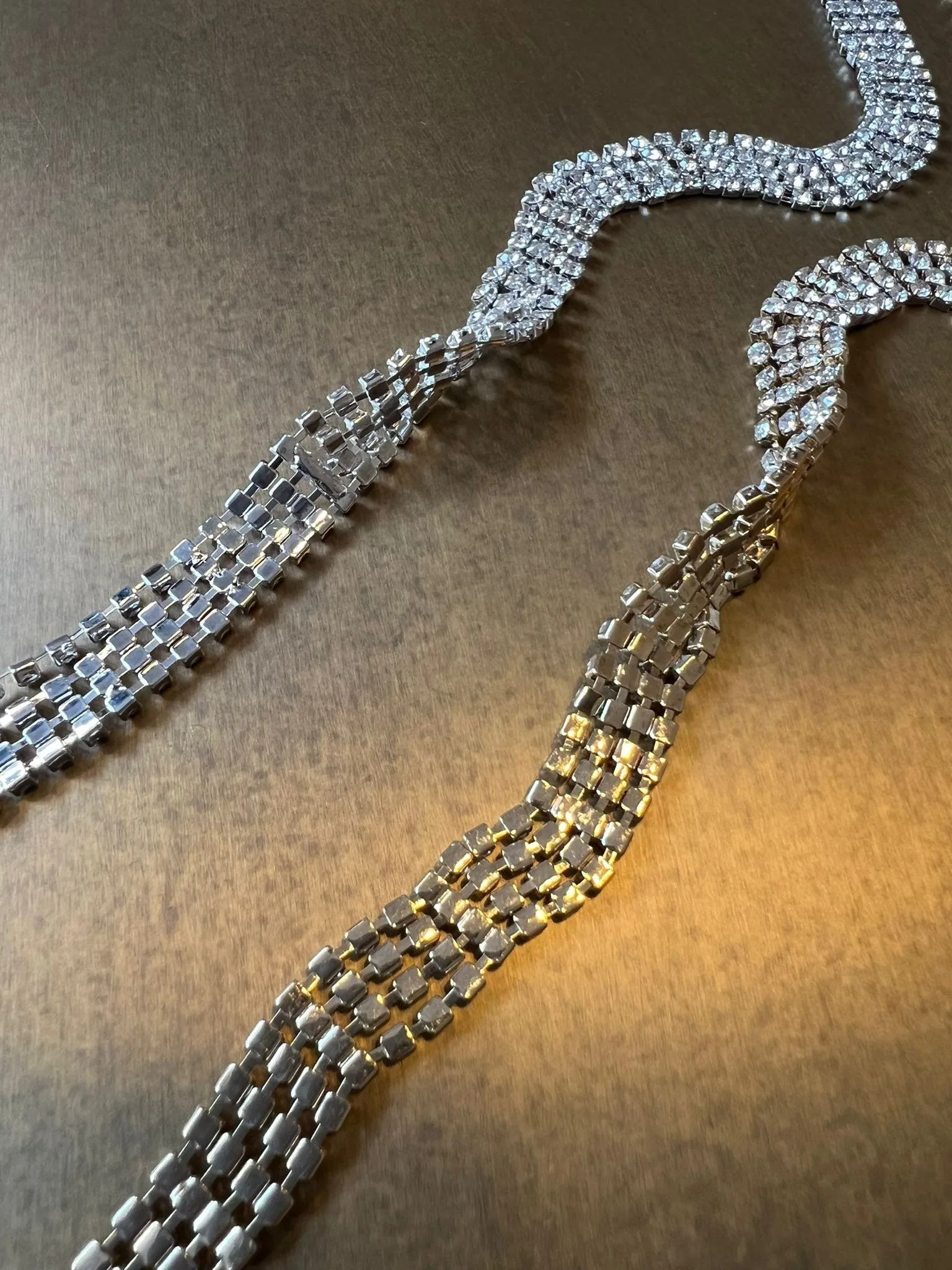 Rhinestone Chain, 4 Row Diamanté Chain, Flexible, Sew on Chain, Bridal, Crafts, Clothing, Silver, Gold