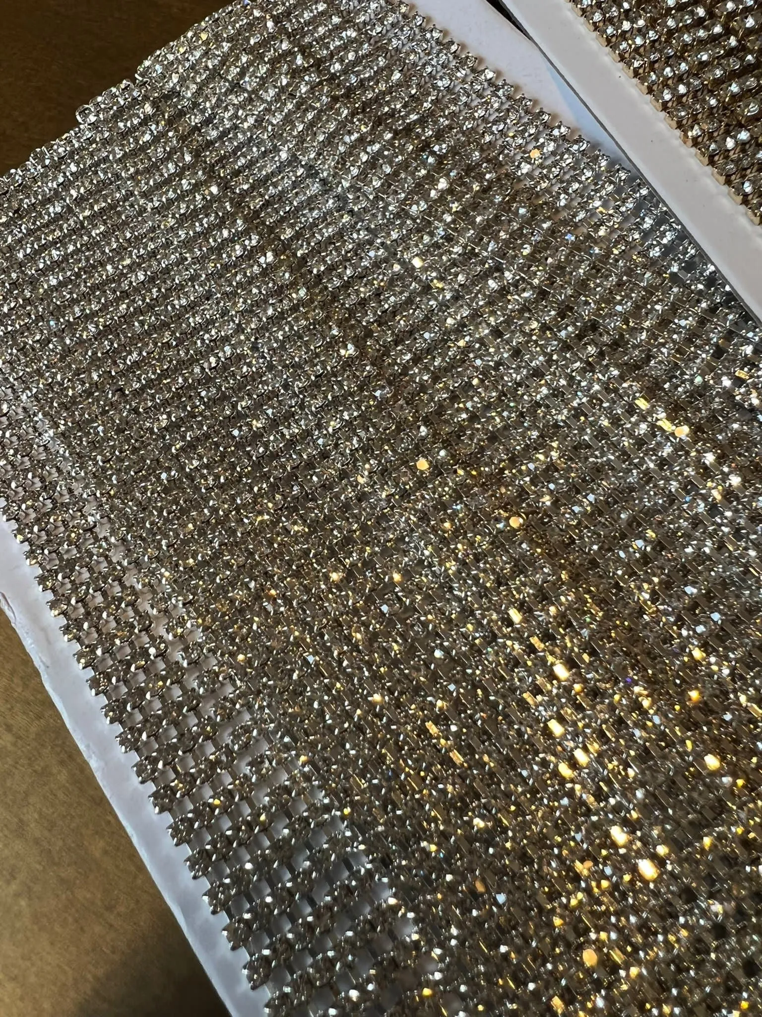 Rhinestone Chain, 4 Row Diamanté Chain, Flexible, Sew on Chain, Bridal, Crafts, Clothing, Silver, Gold