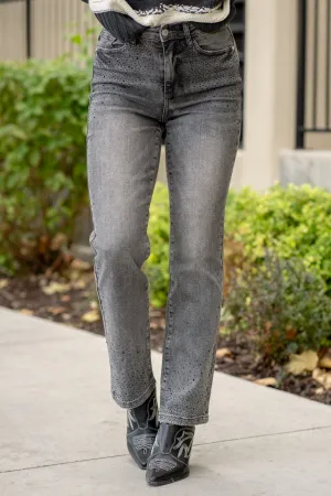 Rhinestones & Glitter High Rise Straight Regular & Plus Sizes