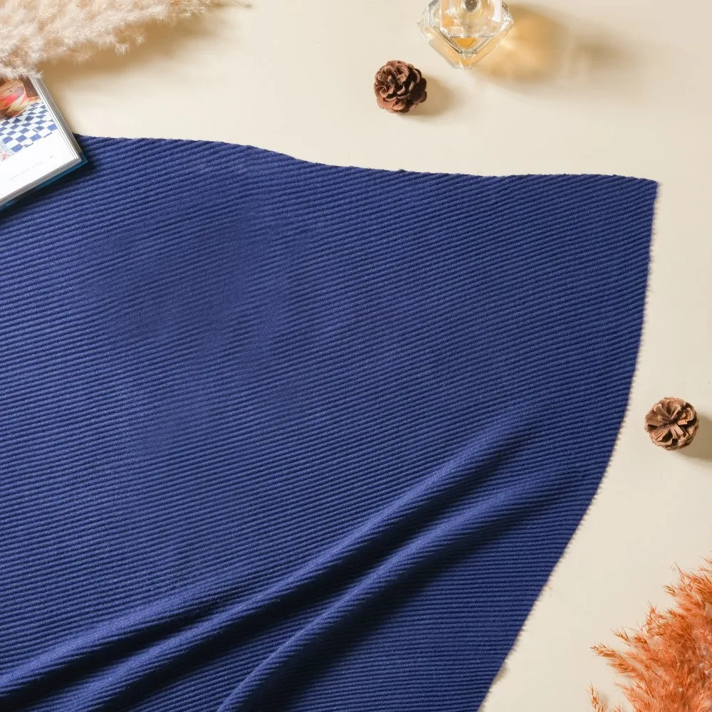 Ribbed Handcrafted Scarf Blue