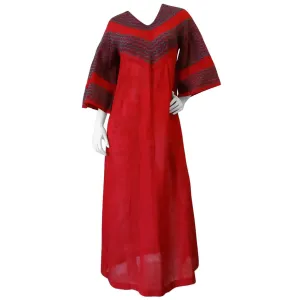 Rikma Red Chevron Bell Sleeve Dress, 1970s