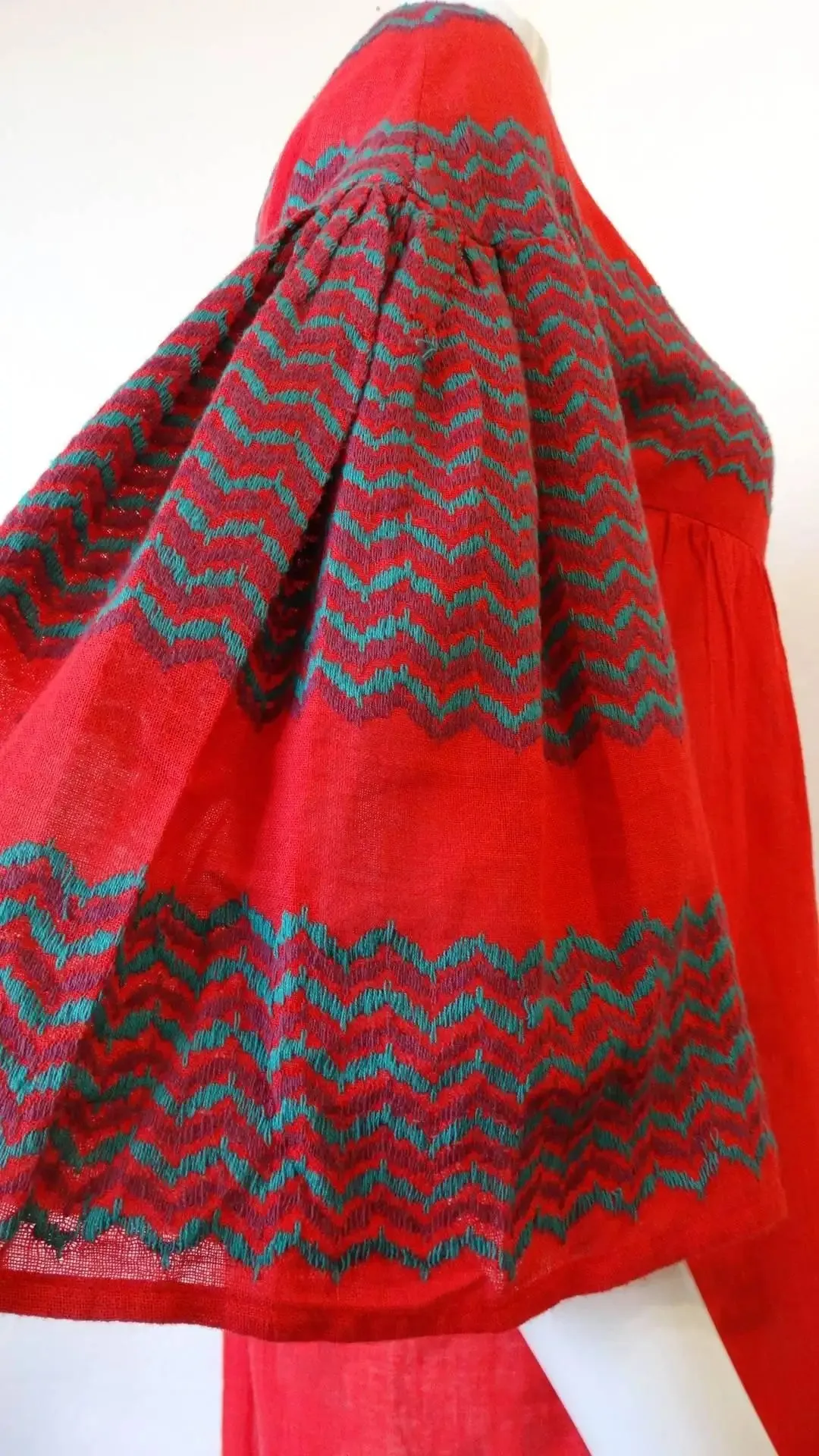Rikma Red Chevron Bell Sleeve Dress, 1970s