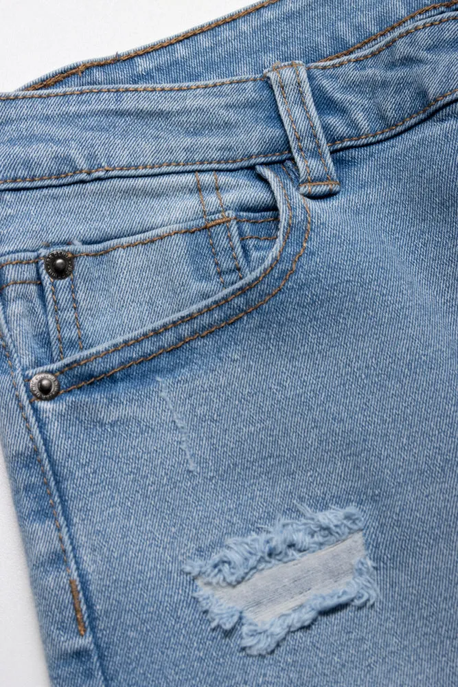 Ripped Denim Jeans Light Blue