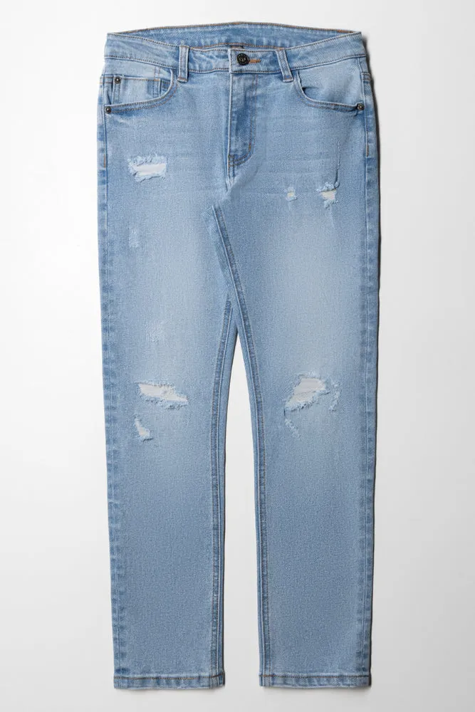 Ripped Denim Jeans Light Blue