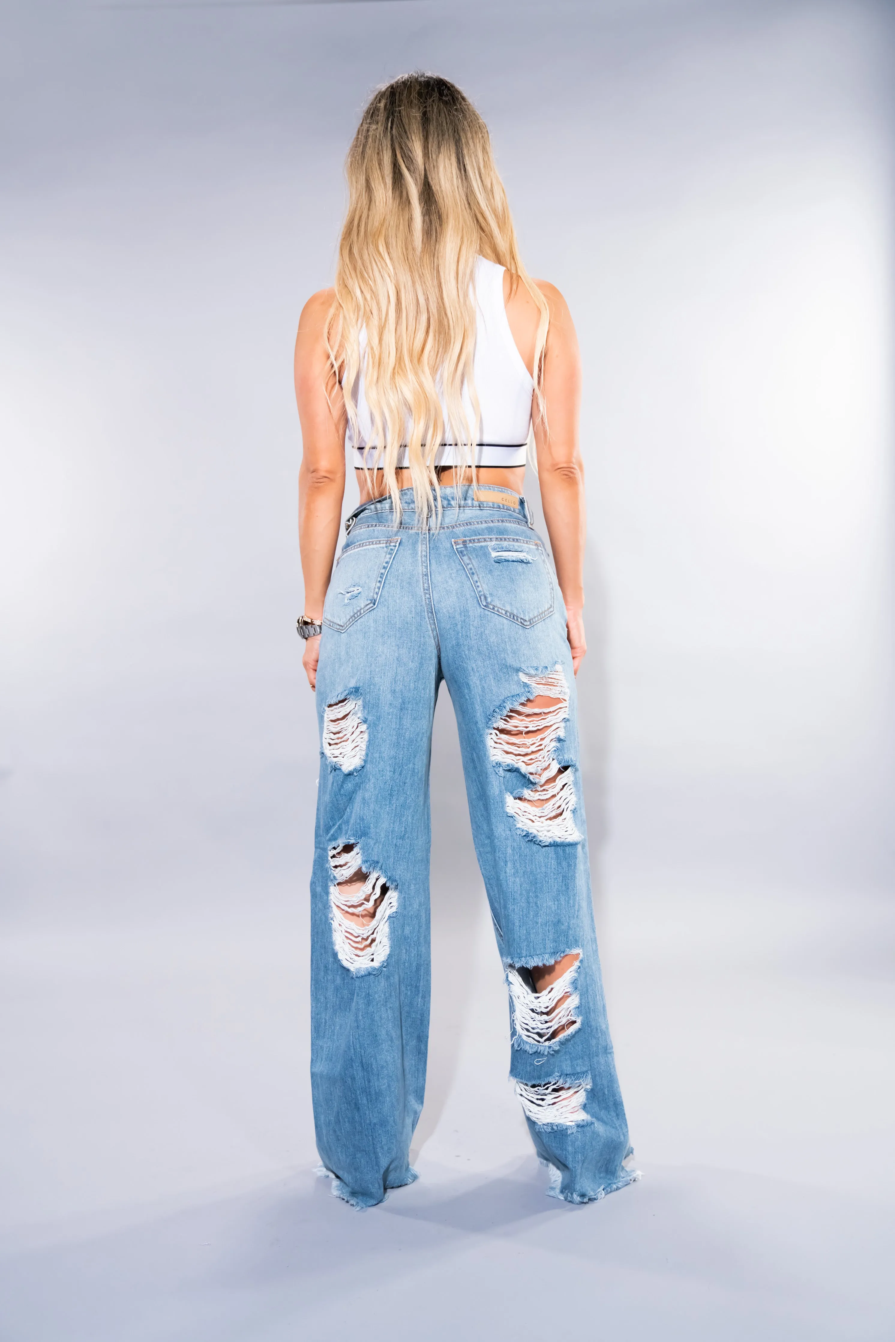 Ripped Highest waist Mom jeans