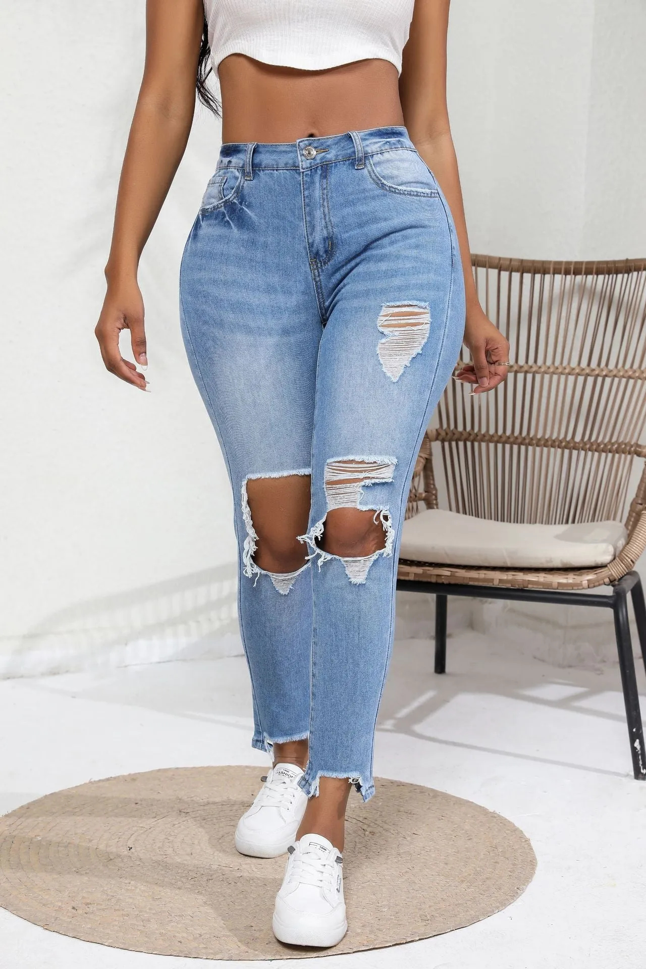 Ripped vintage jeans-D428 | Inspanda