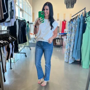 Risen High Rise Crop Straight Jeans