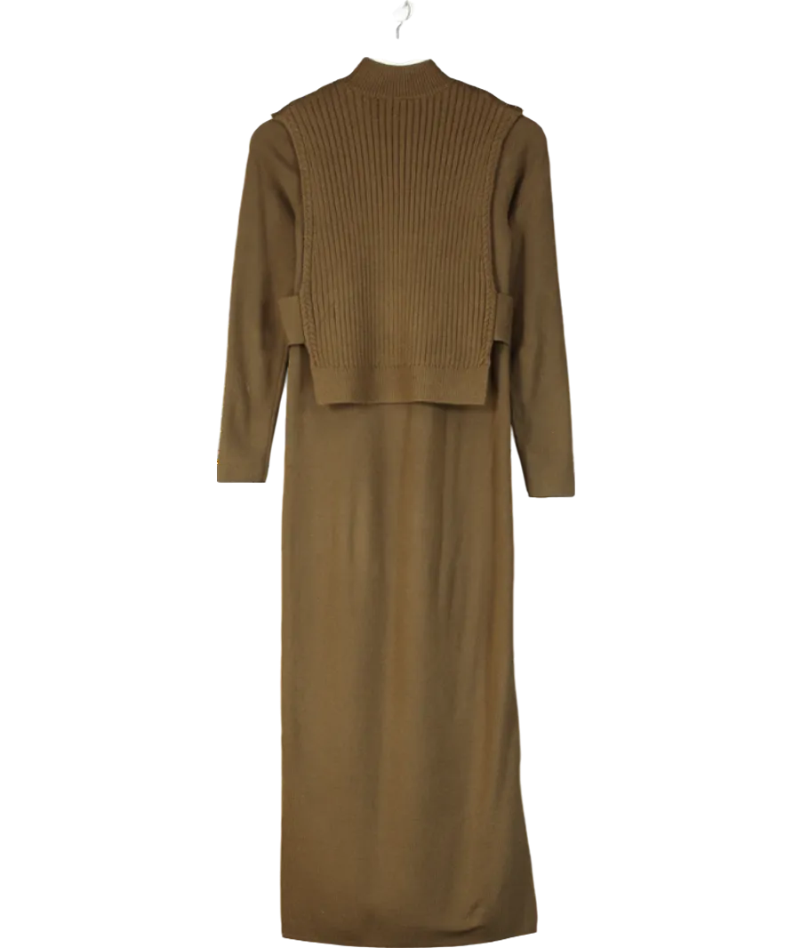 River Island Green Knit Rib Midi Dress UK XS