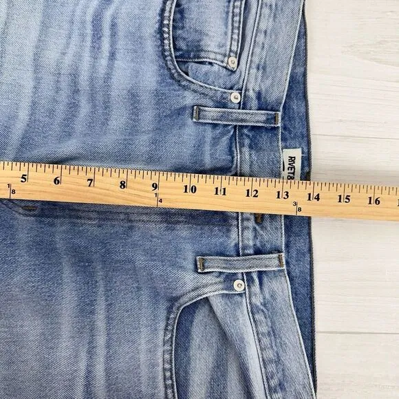 Rivet &amp; Thread Madewell Jeans Women 31 High Rise Wide Leg Mason Light Wash Blue
