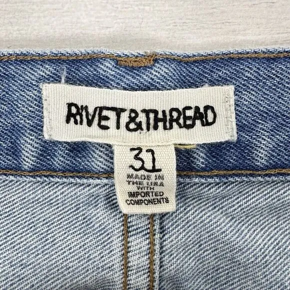 Rivet &amp; Thread Madewell Jeans Women 31 High Rise Wide Leg Mason Light Wash Blue