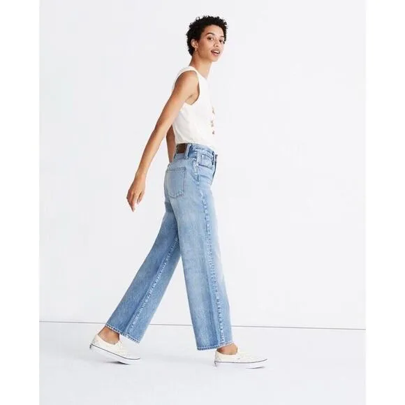 Rivet &amp; Thread Madewell Jeans Women 31 High Rise Wide Leg Mason Light Wash Blue