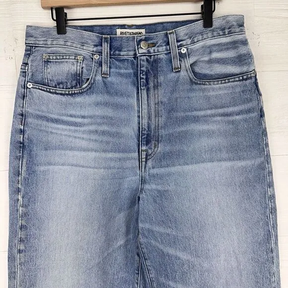 Rivet &amp; Thread Madewell Jeans Women 31 High Rise Wide Leg Mason Light Wash Blue