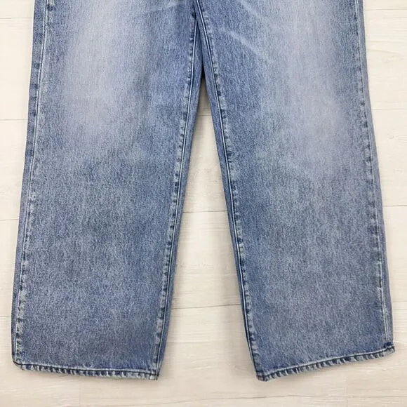 Rivet &amp; Thread Madewell Jeans Women 31 High Rise Wide Leg Mason Light Wash Blue