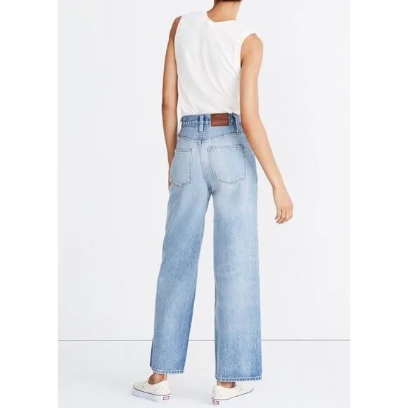 Rivet &amp; Thread Madewell Jeans Women 31 High Rise Wide Leg Mason Light Wash Blue