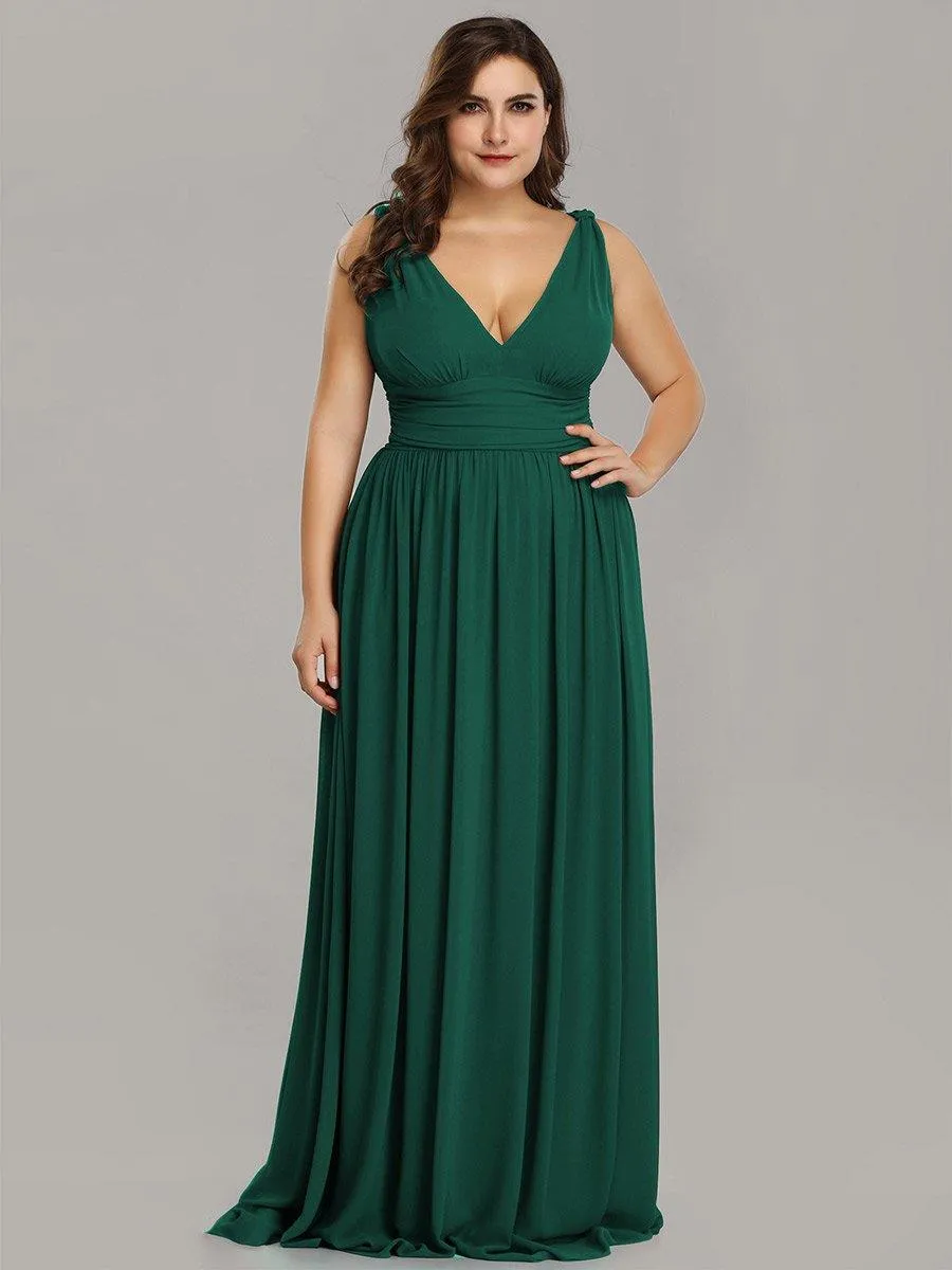 Robe de demoiselle d'honneur en mousseline de soie à col en V grande taille