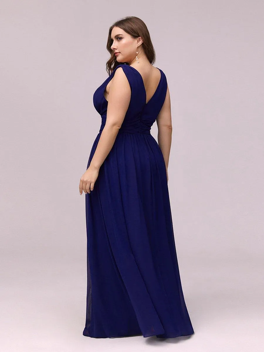 Robe de demoiselle d'honneur en mousseline de soie à col en V grande taille