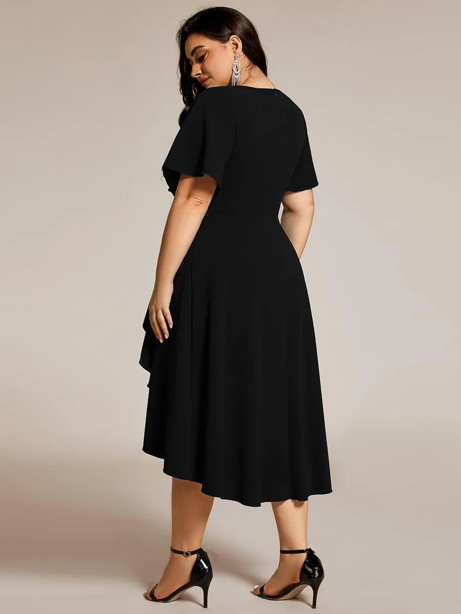 Robe d'invitée de mariage mi-longue extensible grande taille