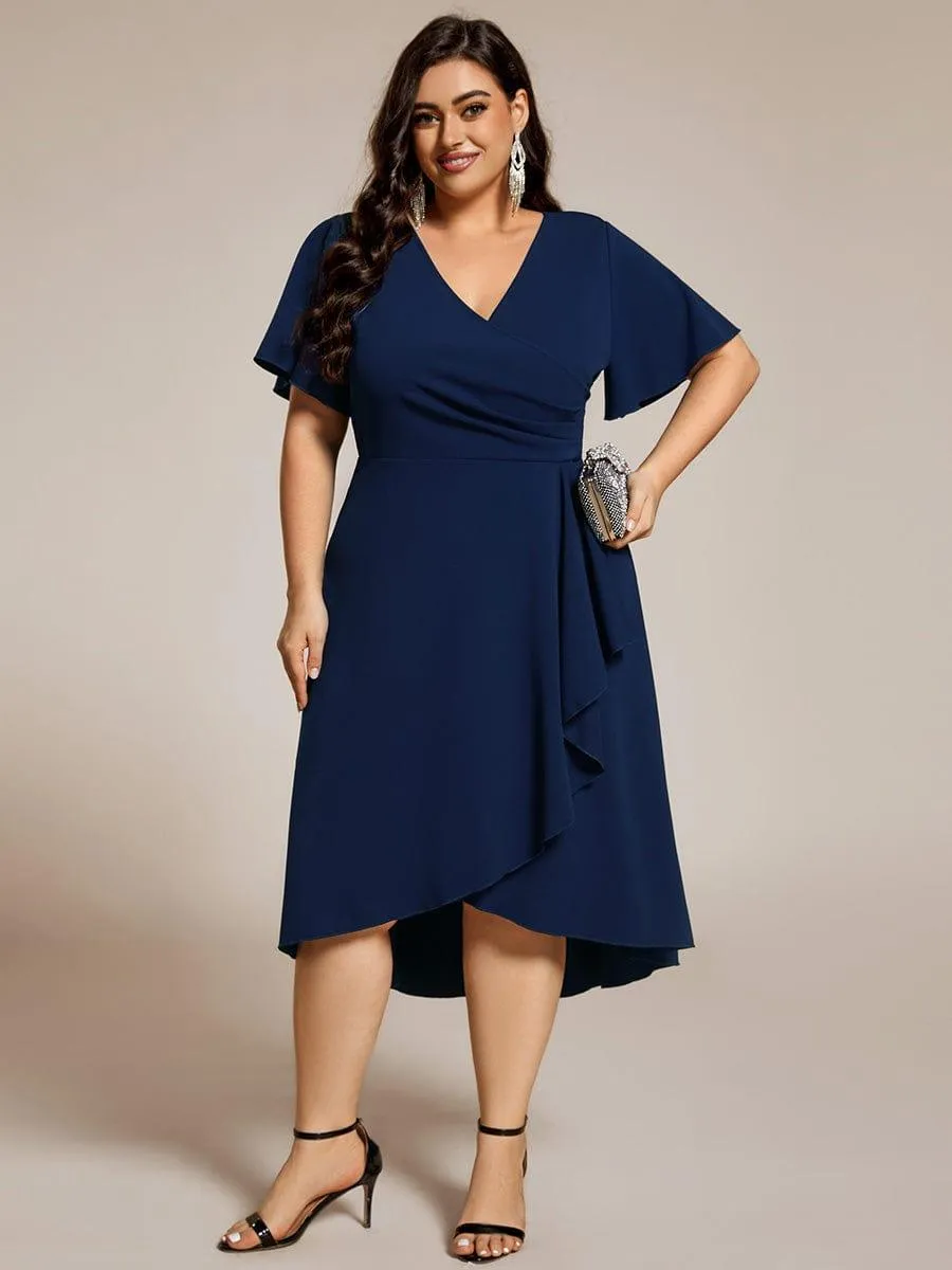 Robe d'invitée de mariage mi-longue extensible grande taille