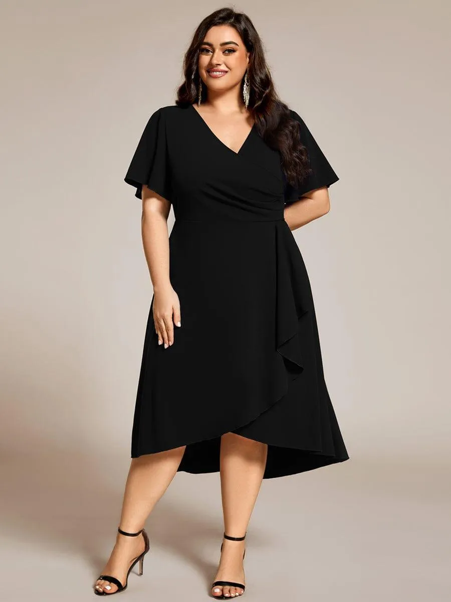 Robe d'invitée de mariage mi-longue extensible grande taille