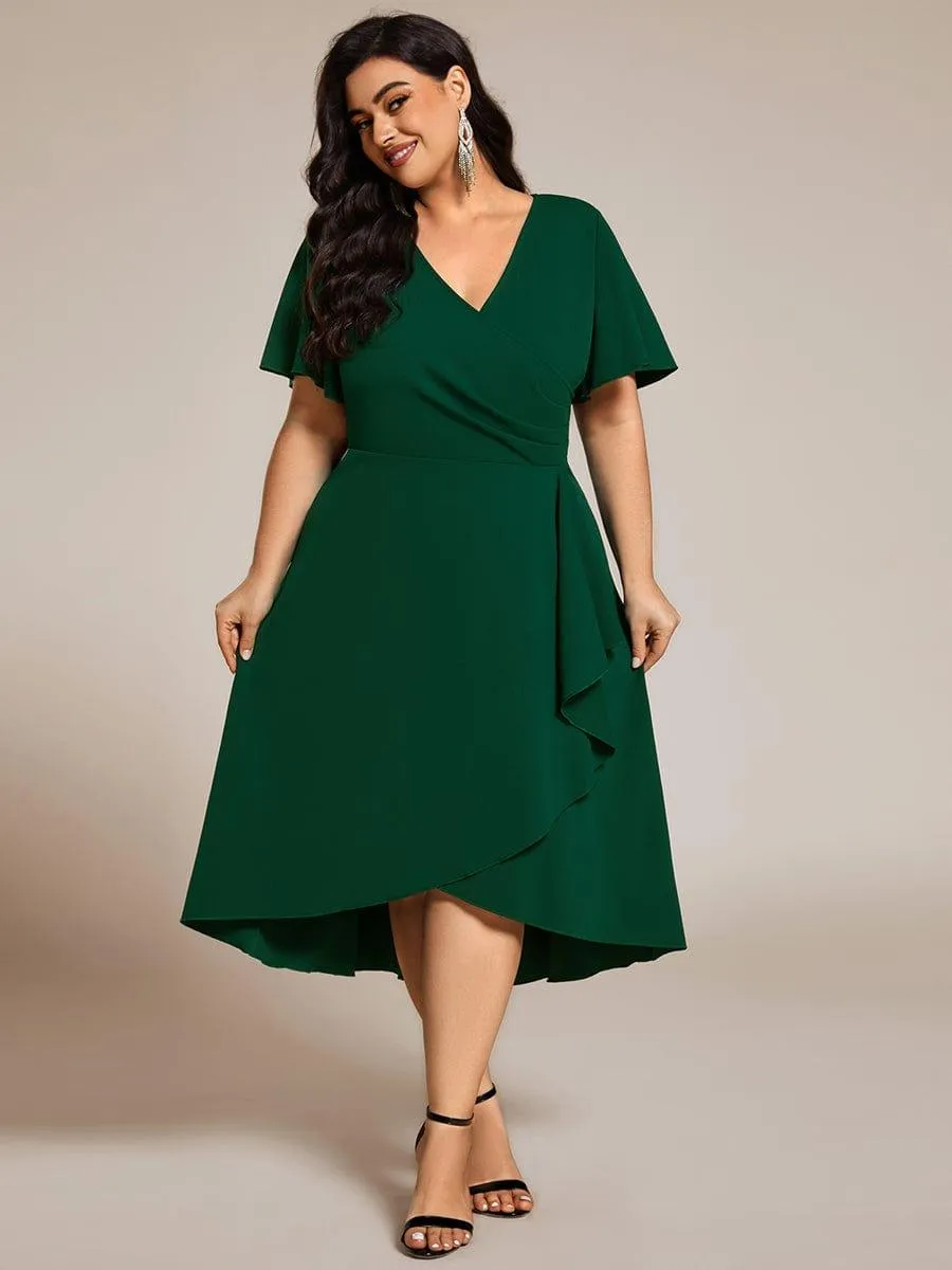 Robe d'invitée de mariage mi-longue extensible grande taille