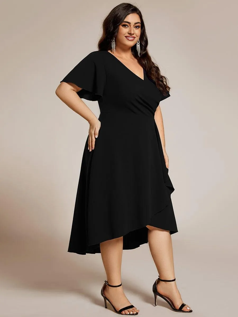 Robe d'invitée de mariage mi-longue extensible grande taille