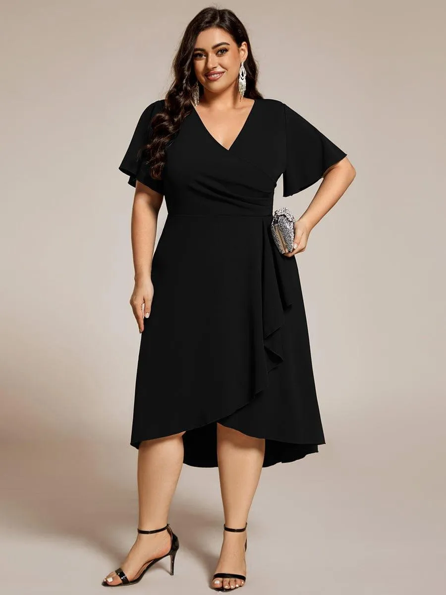 Robe d'invitée de mariage mi-longue extensible grande taille