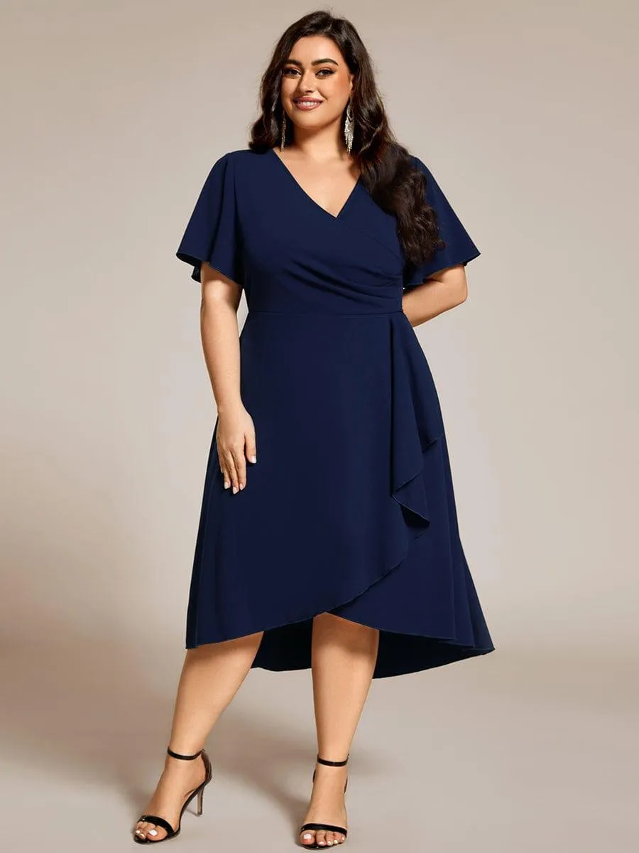 Robe d'invitée de mariage mi-longue extensible grande taille