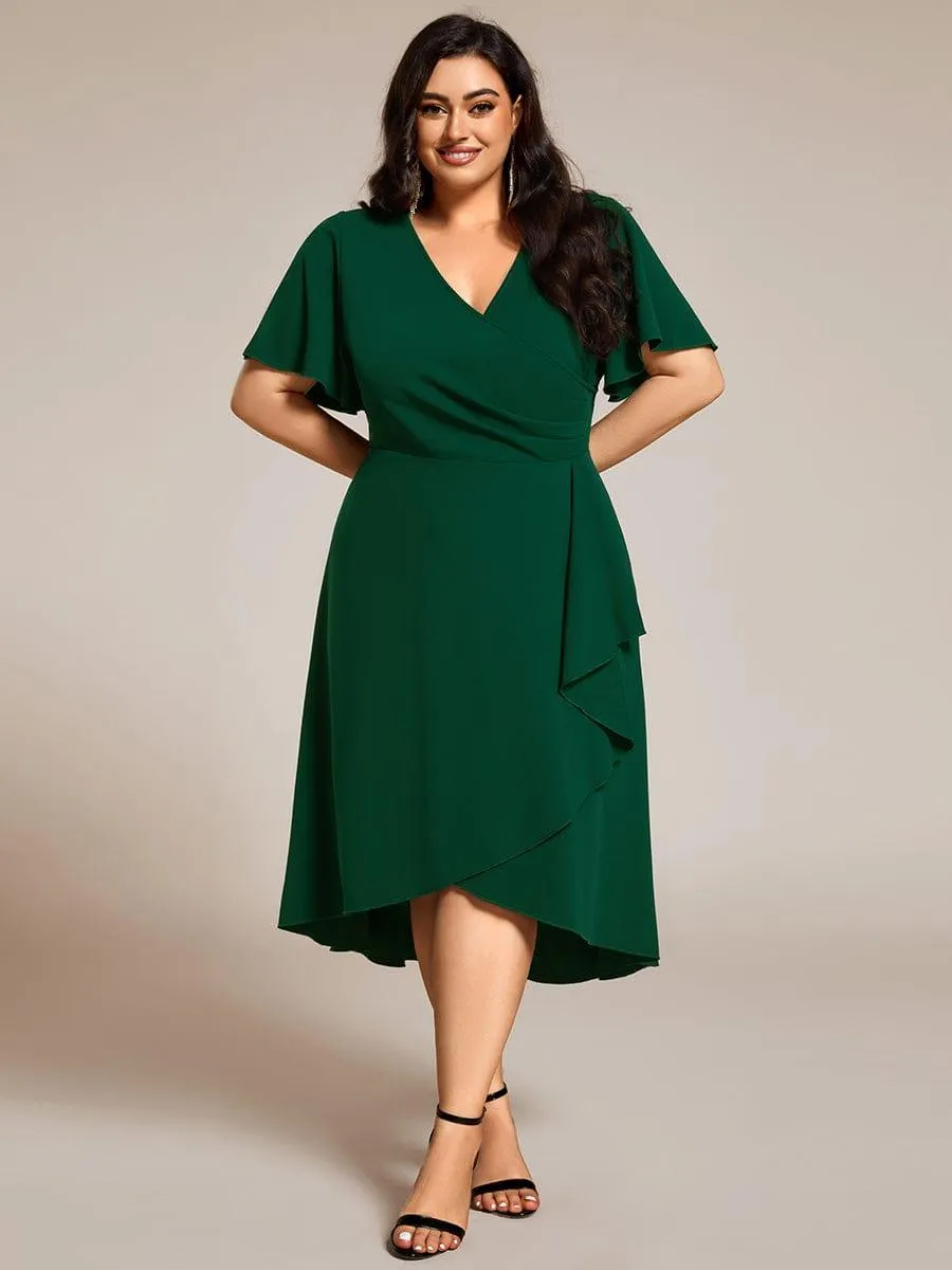 Robe d'invitée de mariage mi-longue extensible grande taille