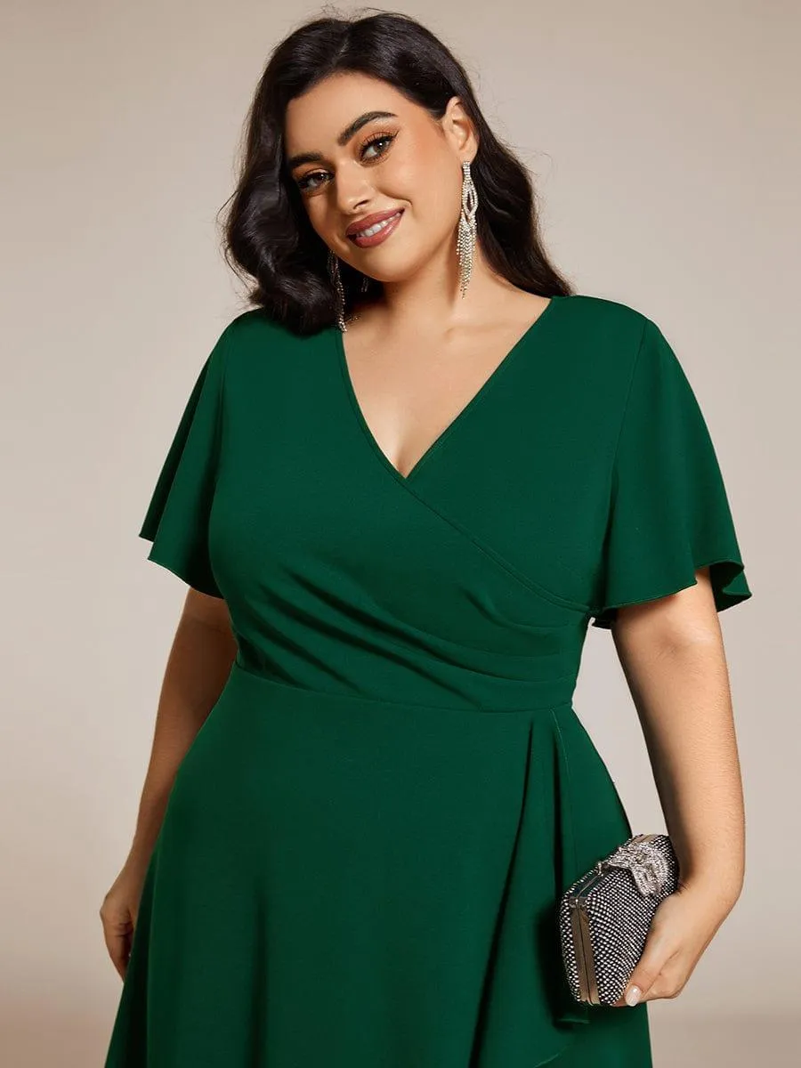 Robe d'invitée de mariage mi-longue extensible grande taille