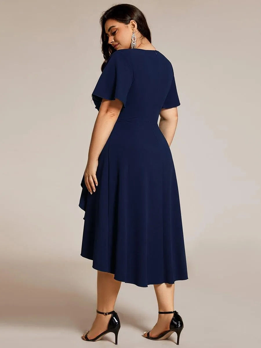Robe d'invitée de mariage mi-longue extensible grande taille