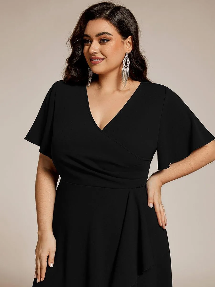 Robe d'invitée de mariage mi-longue extensible grande taille