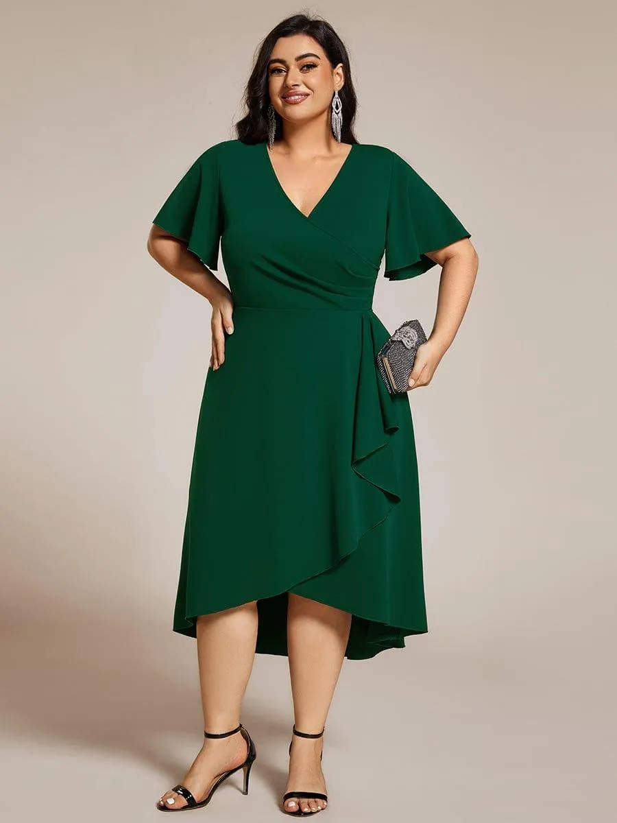 Robe d'invitée de mariage mi-longue extensible grande taille