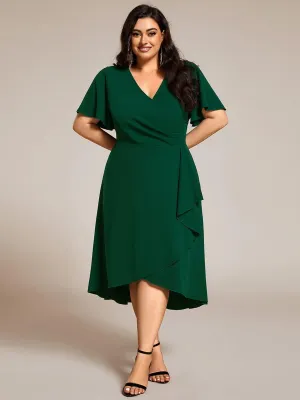 Robe d'invitée de mariage mi-longue extensible grande taille