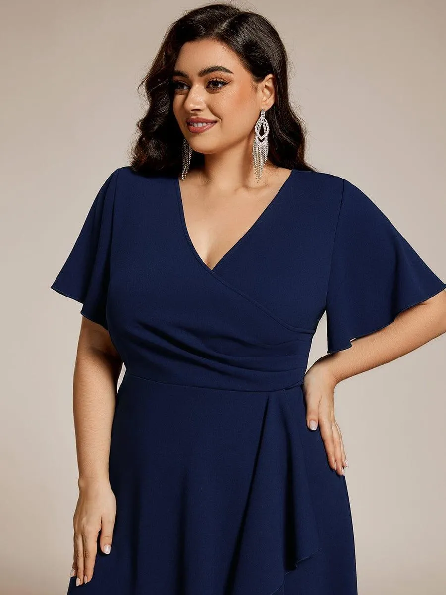 Robe d'invitée de mariage mi-longue extensible grande taille