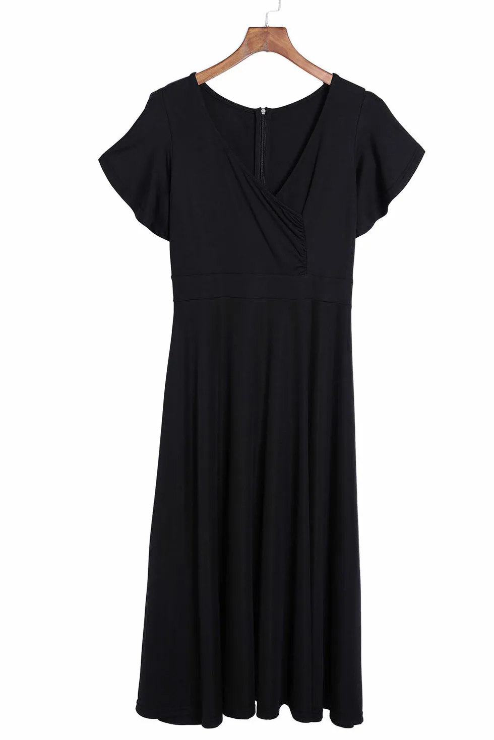 Robe midi portefeuille avec manches volantées et décolleté en V parfaite pour les événements chics
