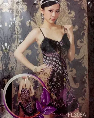 Romantic Floral Print Short Nighty For Women - FL308A
