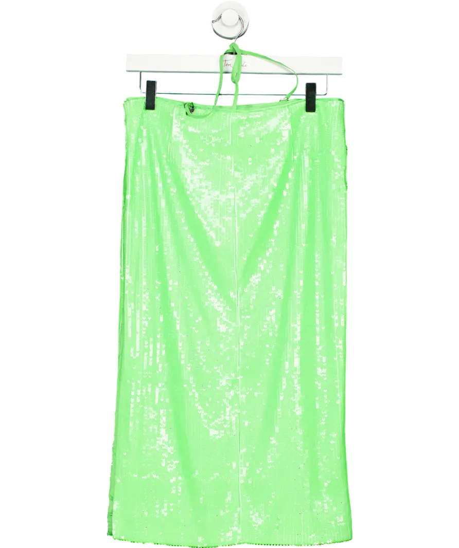 Rotate Sequins midi skirt Green UK 8