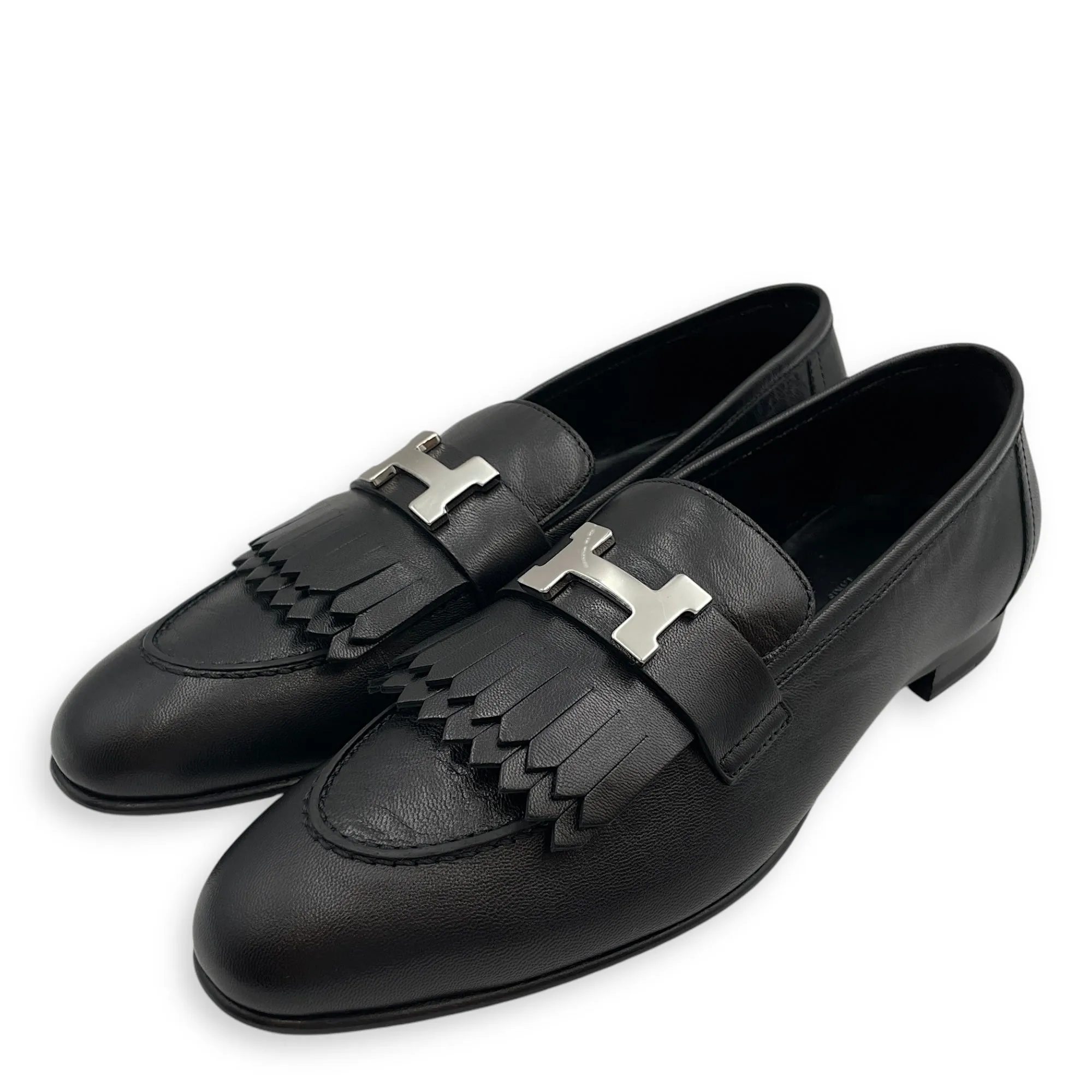 Royal 39 Black Loafers in Cherve Leather, Palladium hardware