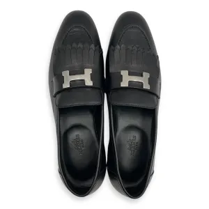 Royal 39 Black Loafers in Cherve Leather, Palladium hardware